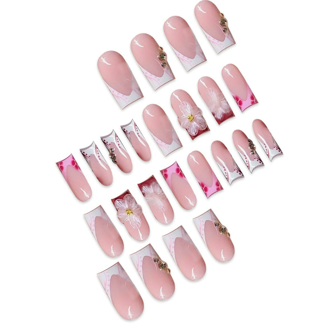 Artistic Floral Press-On Nails Bowlift