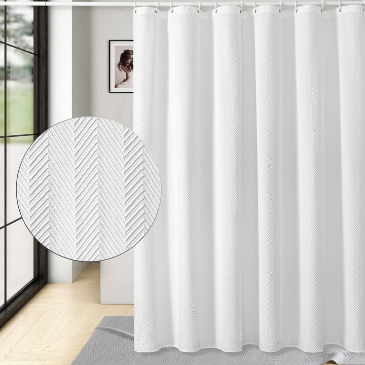 Textured Waterproof Shower Curtain Bowlift