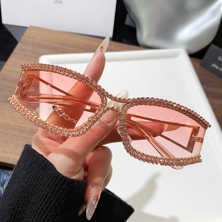 Women Cat-Eye Sunglasses with Sparkling Crystal Frame Bowlift
