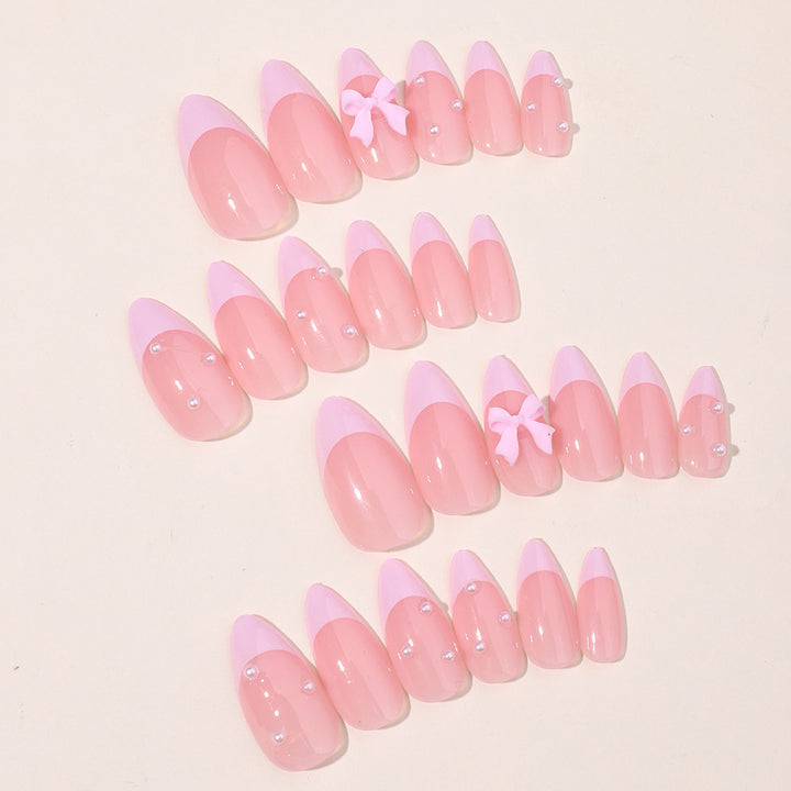 Premium False Nail Set with Elegant French Tip Design Bowlift