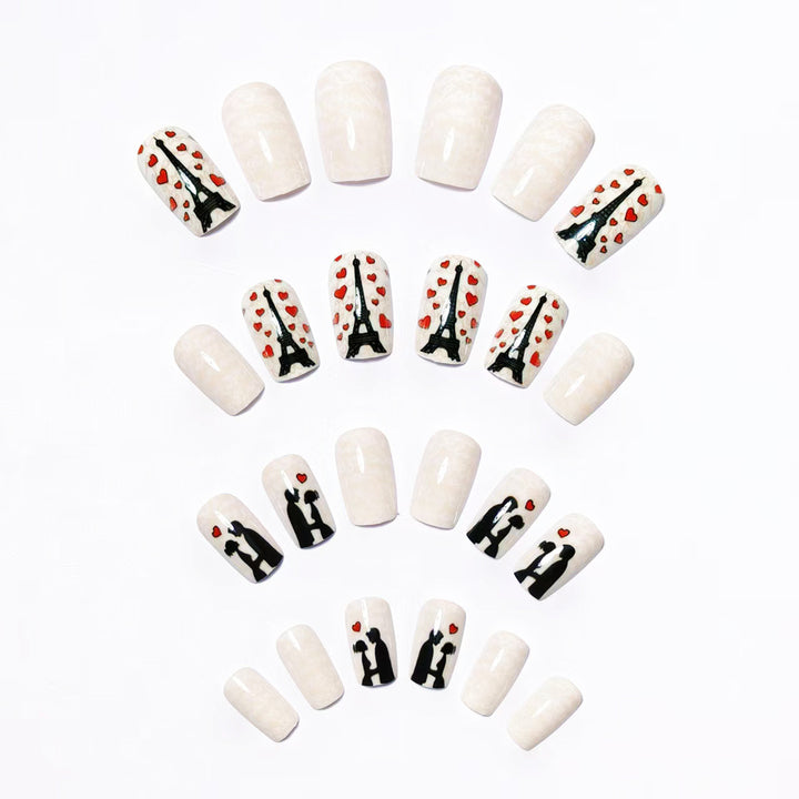 Artificials nails with Romantic Eiffel Tower design Bowlift