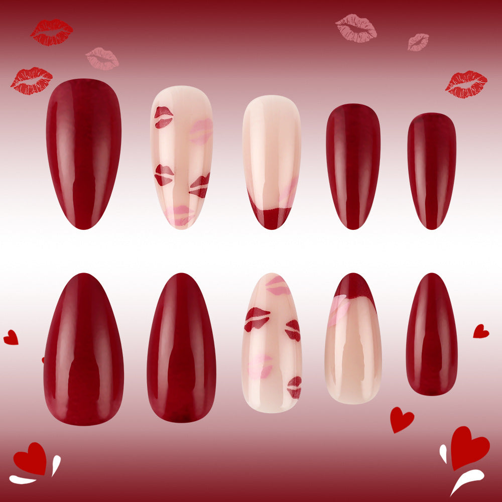 Kiss-Embellished Press-On Nail Set Bowlift