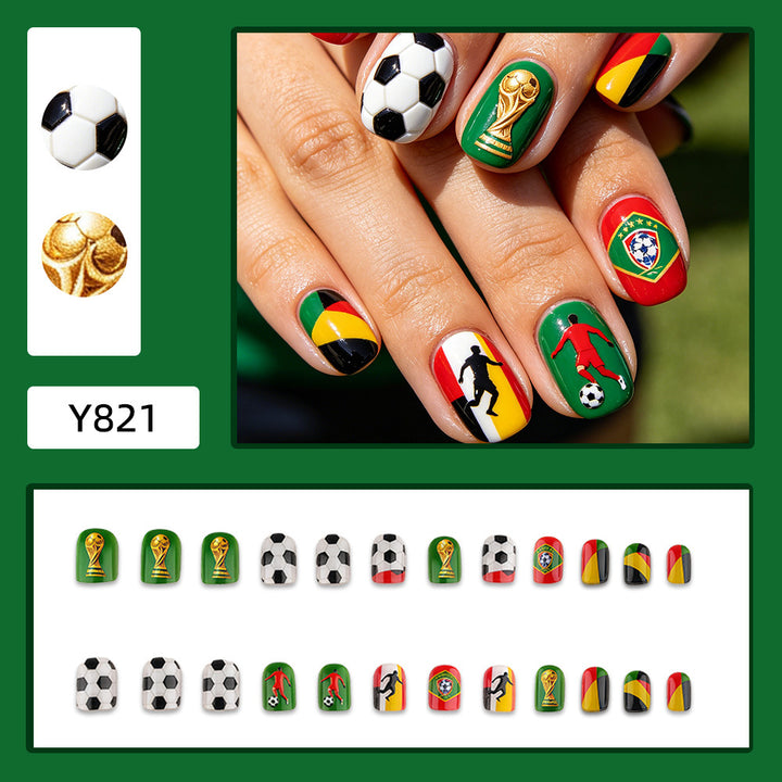 Creative Football Motif Fake Nails Bowlift