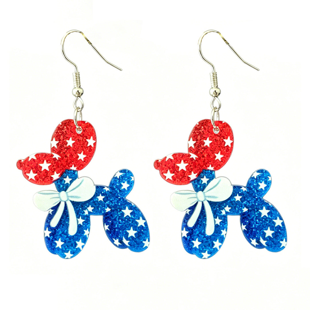 Ladies nan Statement bow earrings made of acrylic with glittering star stripe design and round studs Bowlift