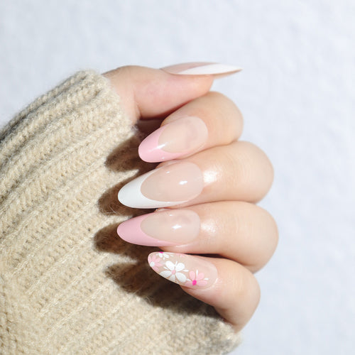 Decorative Floral Pointed Press-On Nails Bowlift
