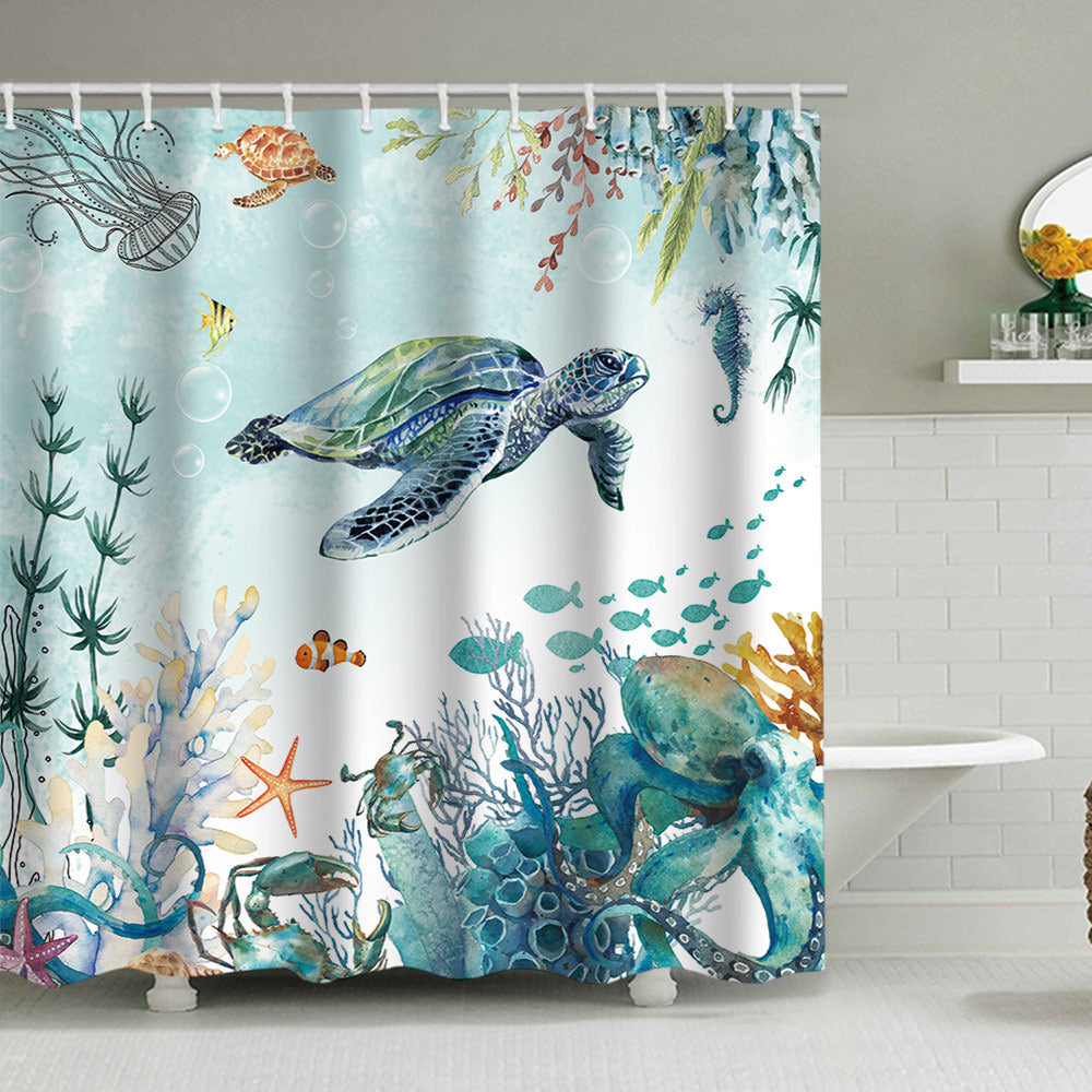 Coastal Pattern Shower Curtain Bowlift