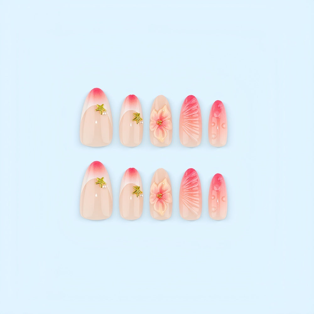 Artificial nails with flower and glitter accents Bowlift