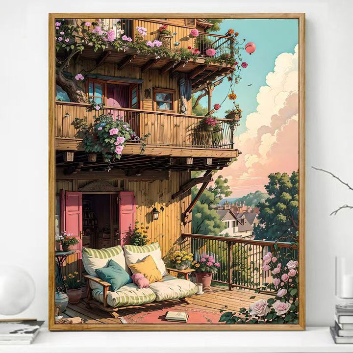 Cozy Balcony Art Print Bowlift