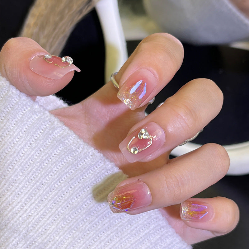 Decorative Acrylic Press-On Nails with Rhinestone Accents Bowlift