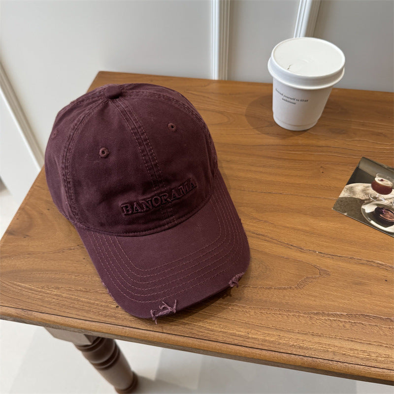 Men's Distressed Fabric Baseball Cap Bowlift