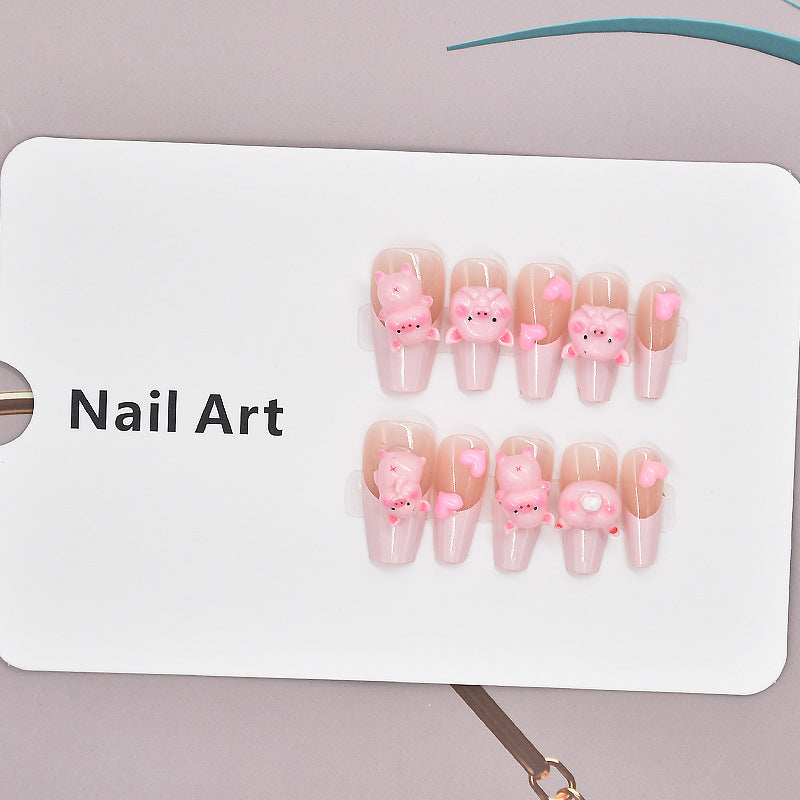 Glamorous Heart-Themed Press-On Nail Set Bowlift