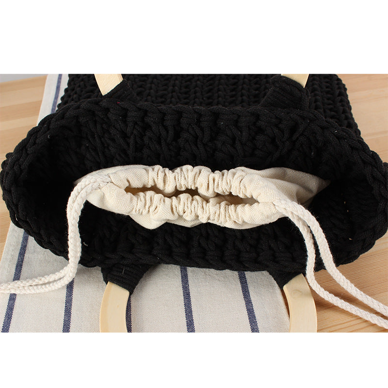 Handbag with Modern Geometric Knit Design Bowlift