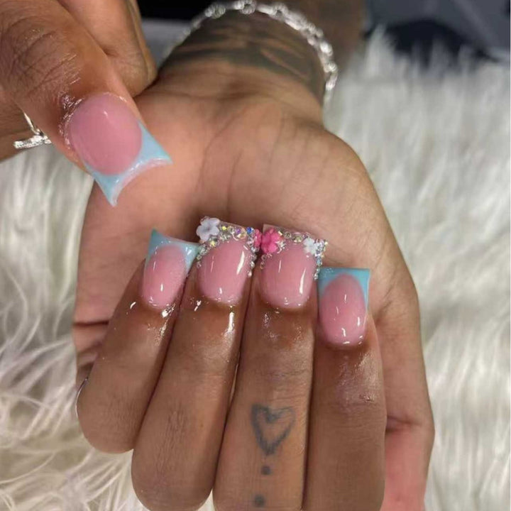 Decorative Floral Press-On Nail Art Extensions Bowlift