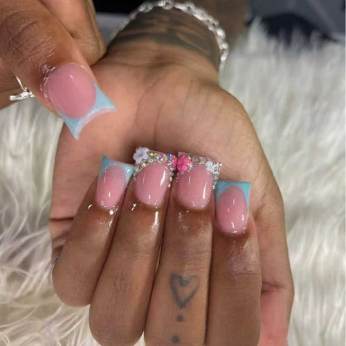 Decorative Floral Press-On Nail Art Extensions Bowlift