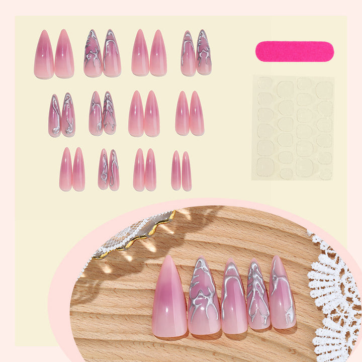 Creative Nail Art Set with Elegant Gradient and Marbled Details Bowlift
