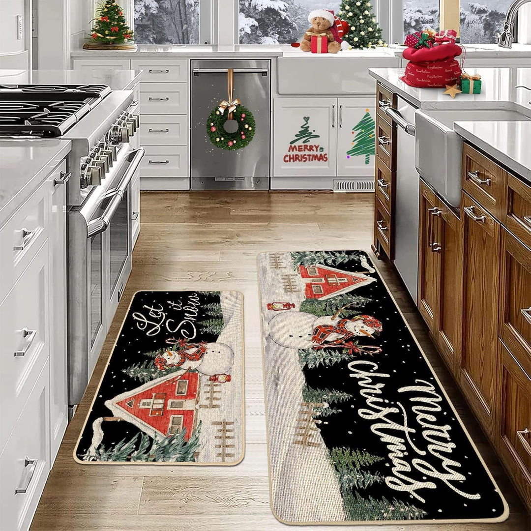 Festive Holiday Kitchen Runner Mat Bowlift