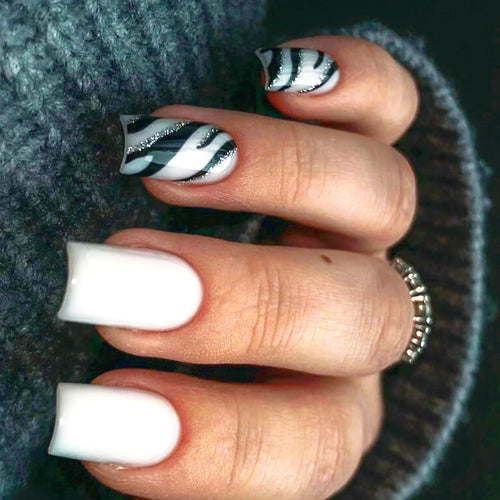 Zebra Striped Nail Art Extensions Bowlift
