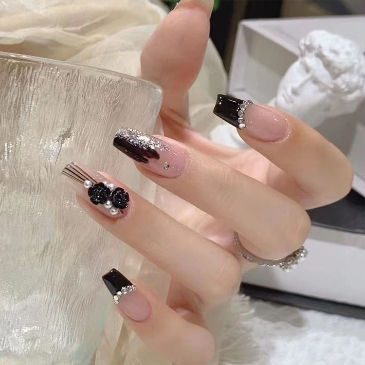 Decorative Rhinestone-Embedded Press-On Nails Bowlift