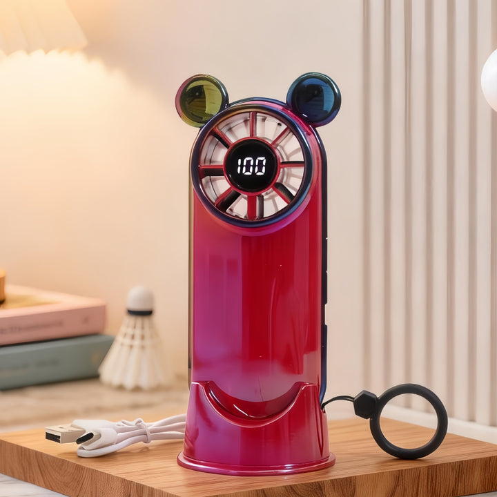 Women Portable Mini Fan with LCD Display Bowlift