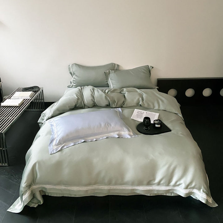 Elegant satin duvet cover set with a silky-smooth touch and fine border