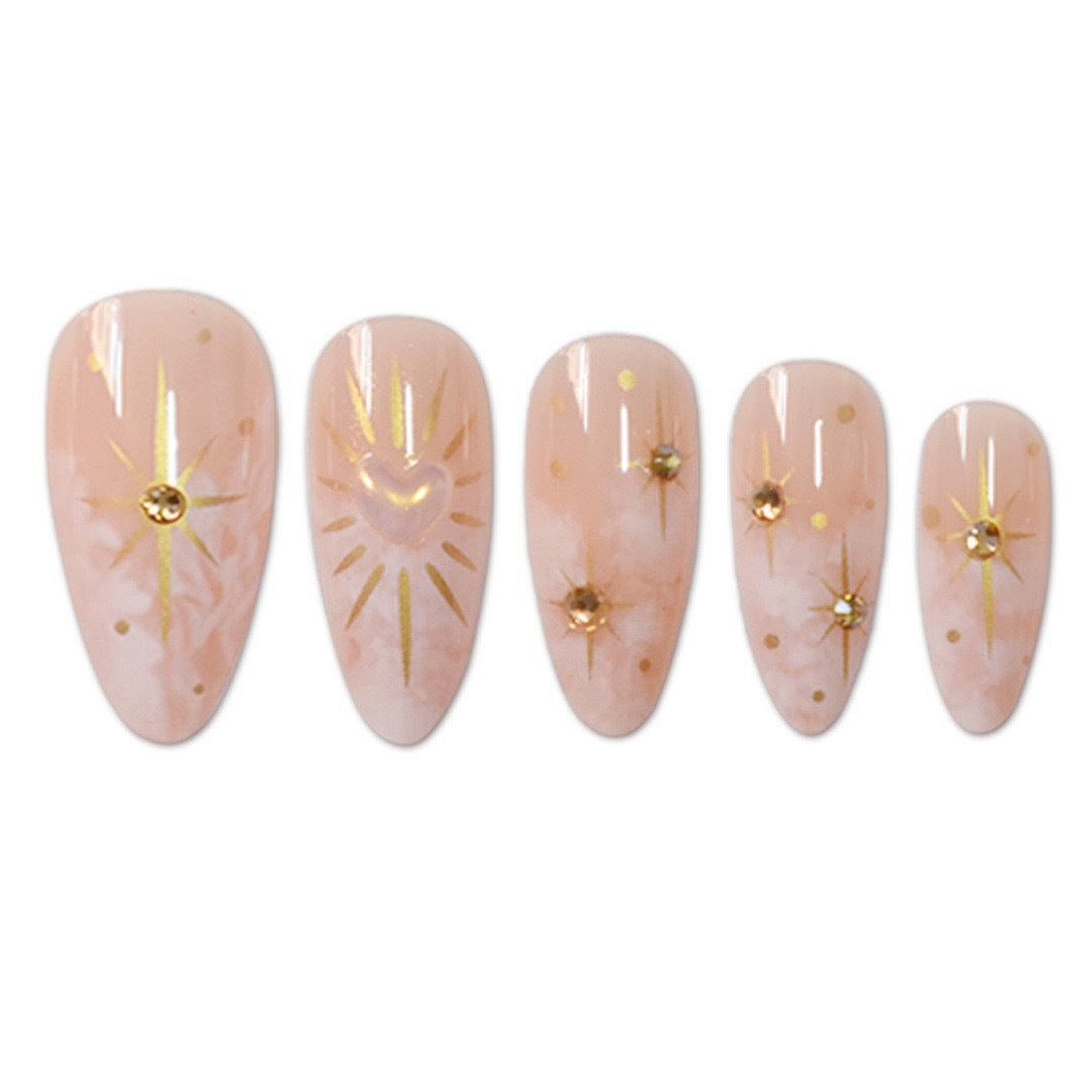 Stiletto Nail Art Extensions with Celestial Design Bowlift