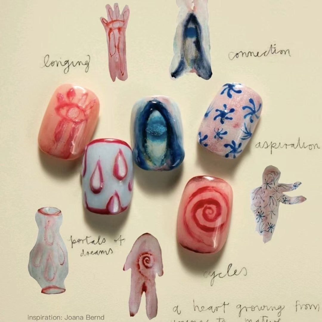 Artistic Press-On Nail Set with Inspirational Designs Bowlift
