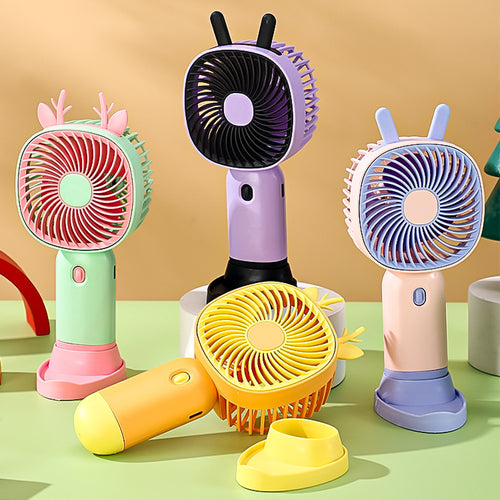Unisex Portable Hand Fan with Animal Horns Bowlift