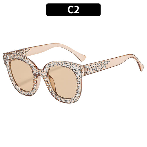 Elegant Rhinestone-Embellished Cat-Eye Sunglasses