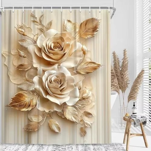 Floral Embossed Shower Curtain Bowlift