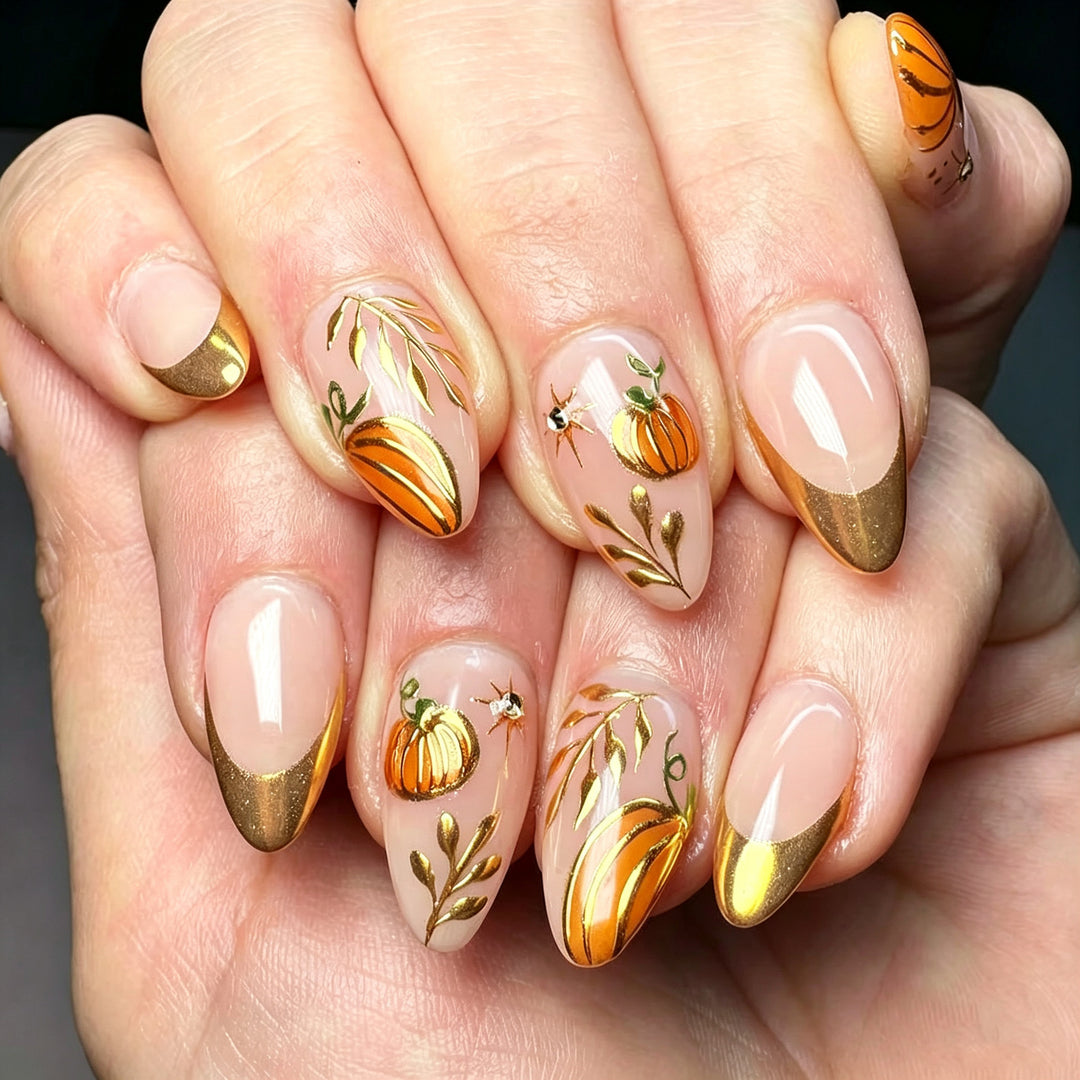 Autumn-Inspired Press-On Nail Art Set Bowlift