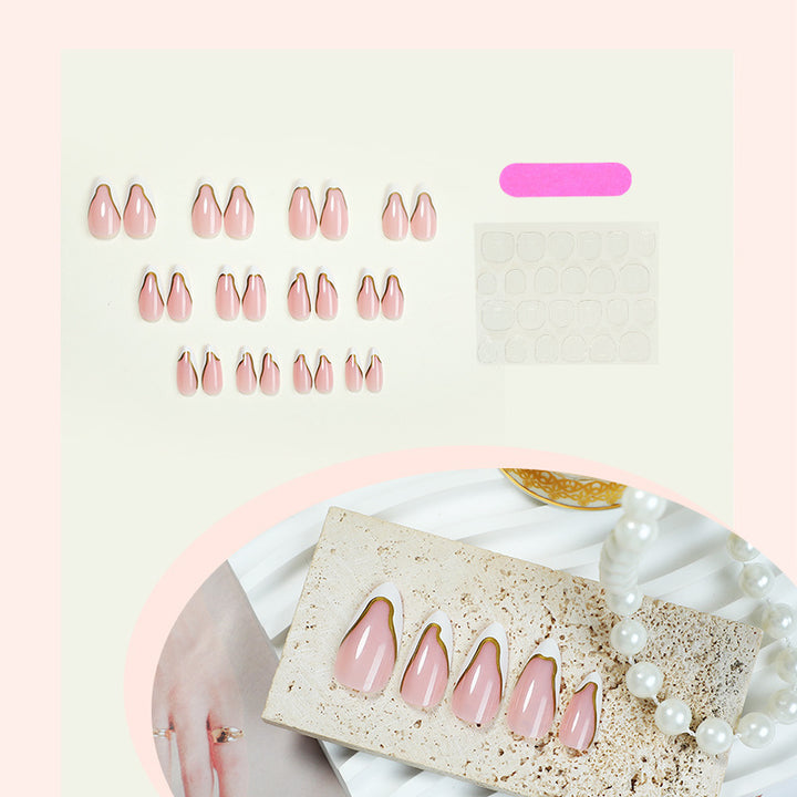High-quality artificial nail set with elegant gold accents Bowlift