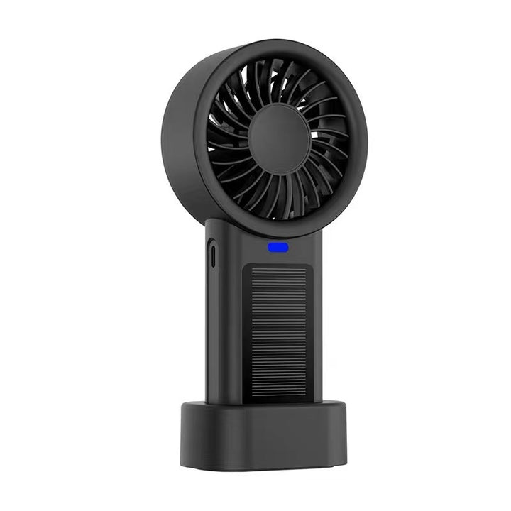 Unisex portable hand fan with solar panel, USB charging function and rechargeable battery Bowlift