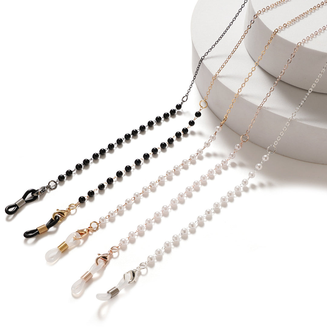 Premium Black Beaded Eyewear Chain Bowlift