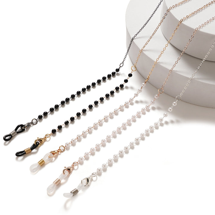 Premium Black Beaded Eyewear Chain Bowlift