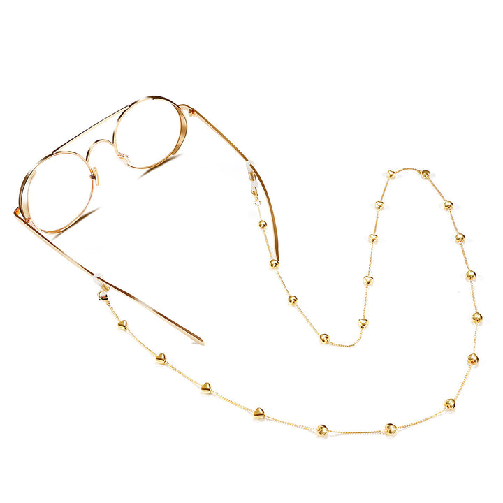 Fashionable glasses strap made of stainless steel with heart pendants Bowlift