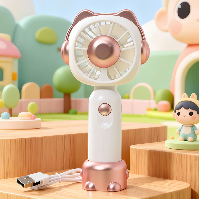 Women portable mini fan with LED light effects and ergonomic design Bowlift