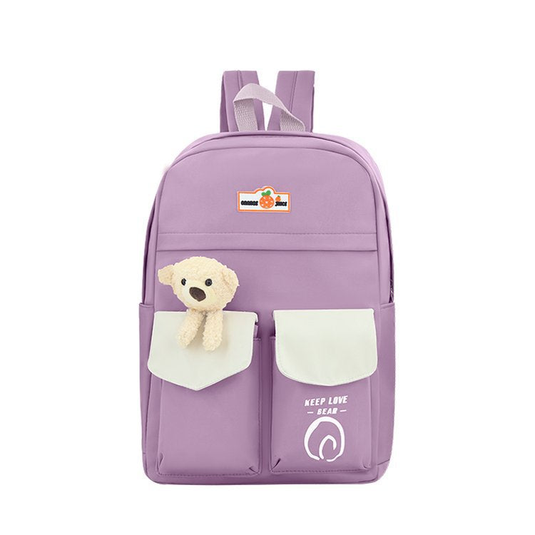 Cute Plush Bear-Themed School Backpack Bowlift