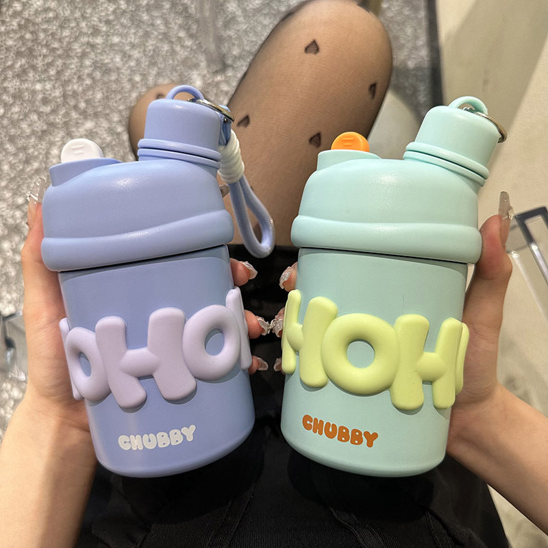 Ladies insulated water bottle with ergonomic carrying handle and cheerful design Bowlift