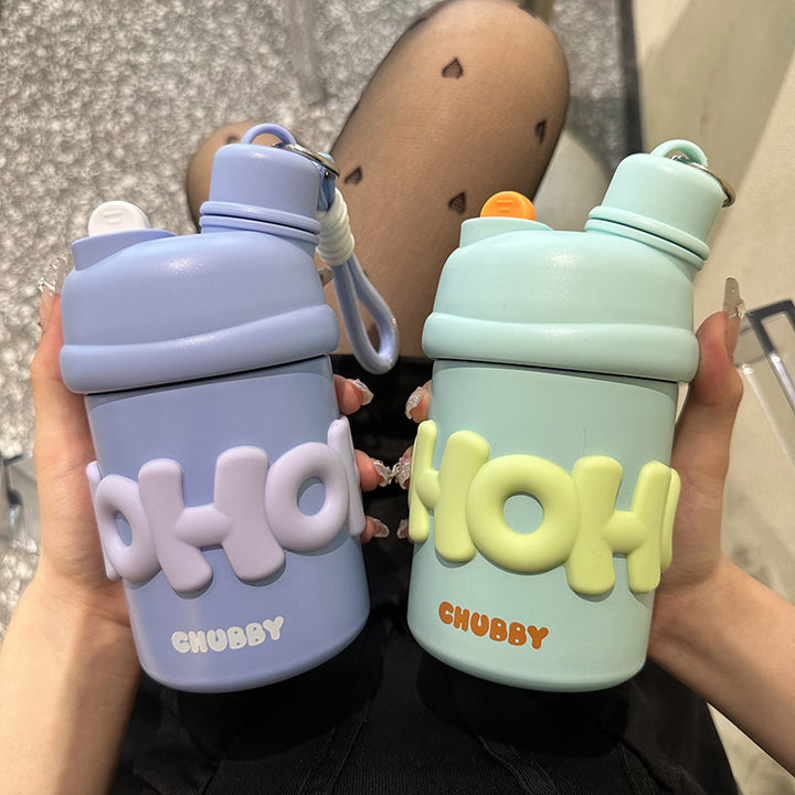 Ladies insulated water bottle with ergonomic carrying handle and cheerful design Bowlift