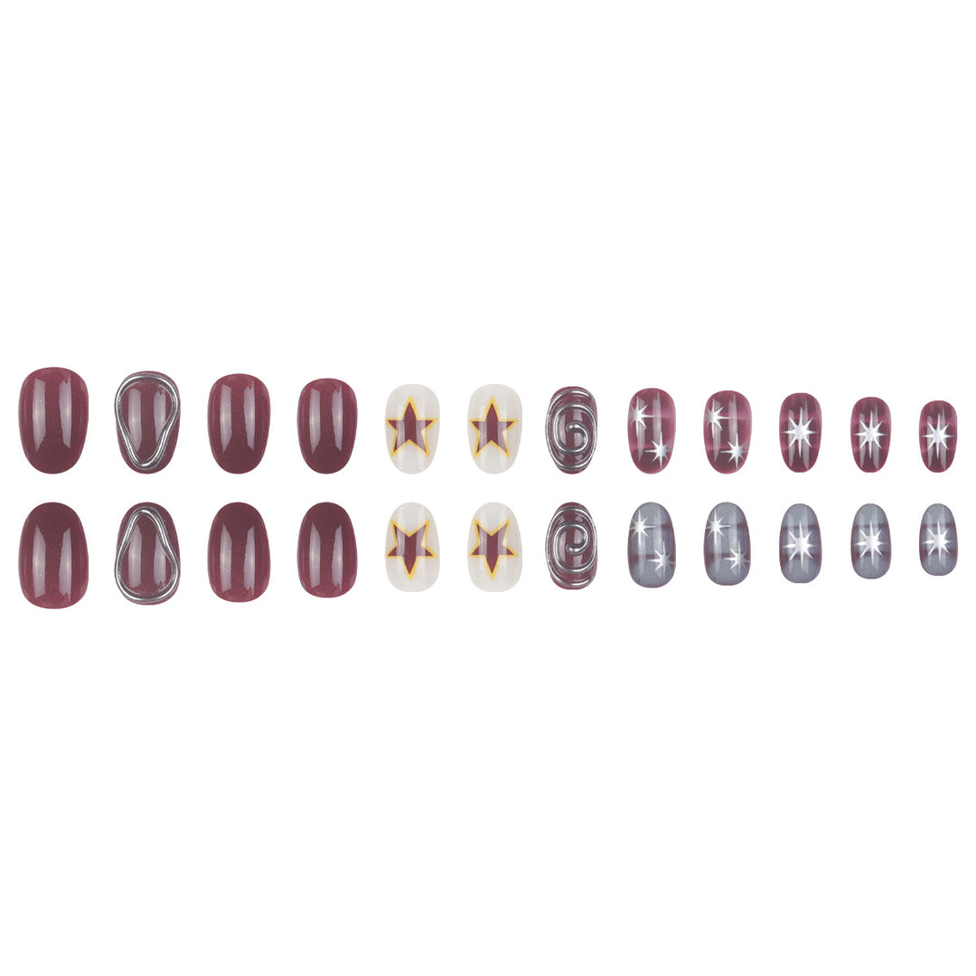 Starry Patterned Stiletto Press-On Nails Bowlift