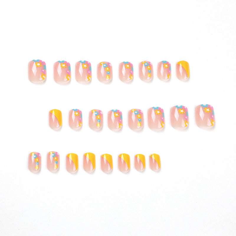 Artful Nail Extensions with Floral Pattern Bowlift