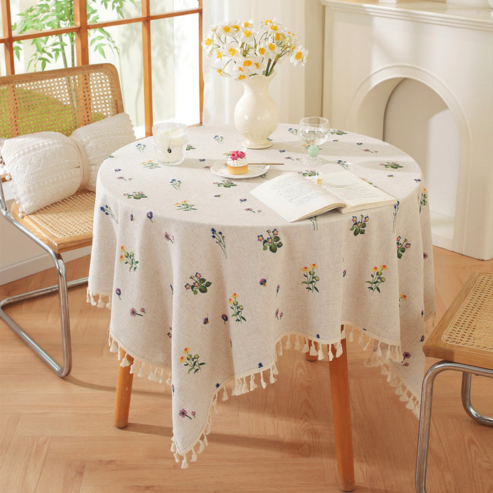 Embroidered Tassel Tablecloth