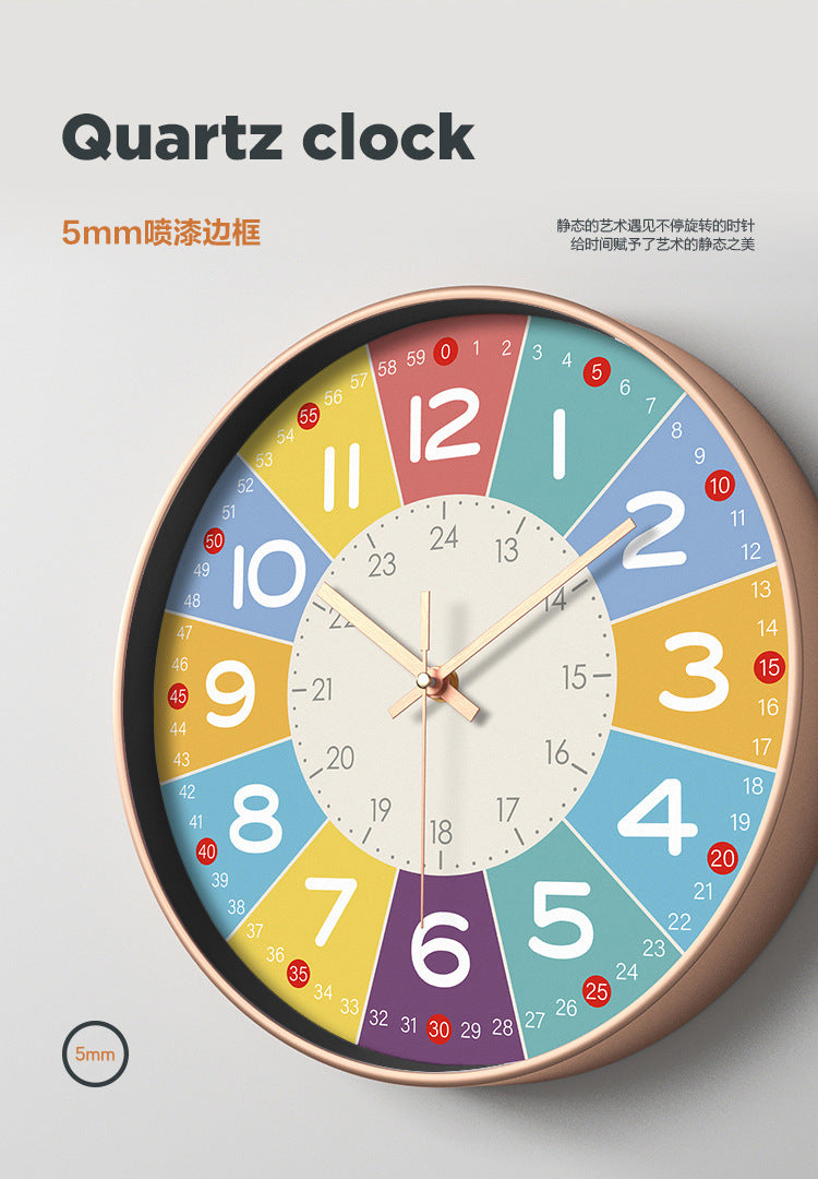 Color Time Silent Kids Clock – Soundless Wall Clock with Educational Design | Bowlift