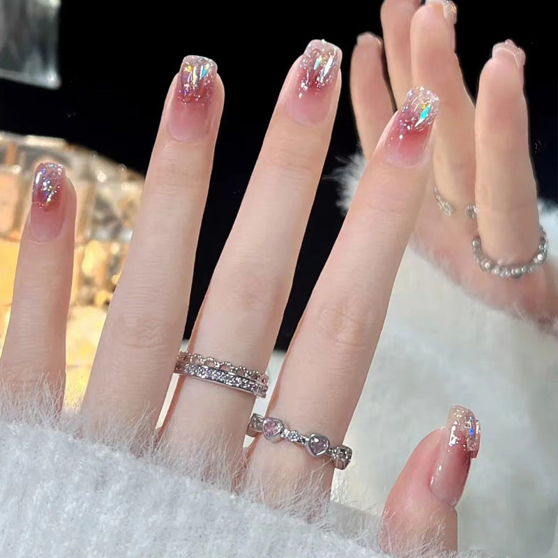 Decorative Press-On Nail Art with Elegant Black Tips Bowlift