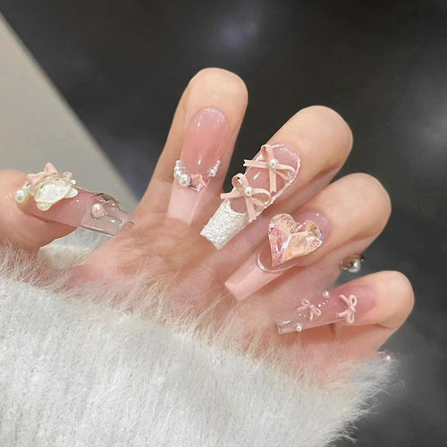 Artisan Floral Embellished Press-On Nail Set Bowlift