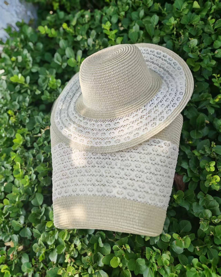 Sun hat with elegant crochet trim Bowlift