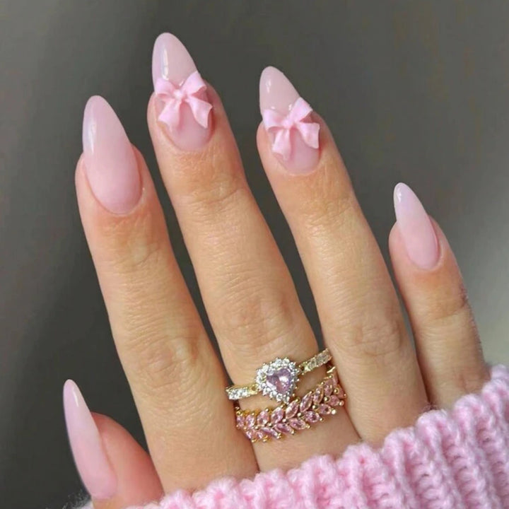Artificial nails with elegant bow accents Bowlift