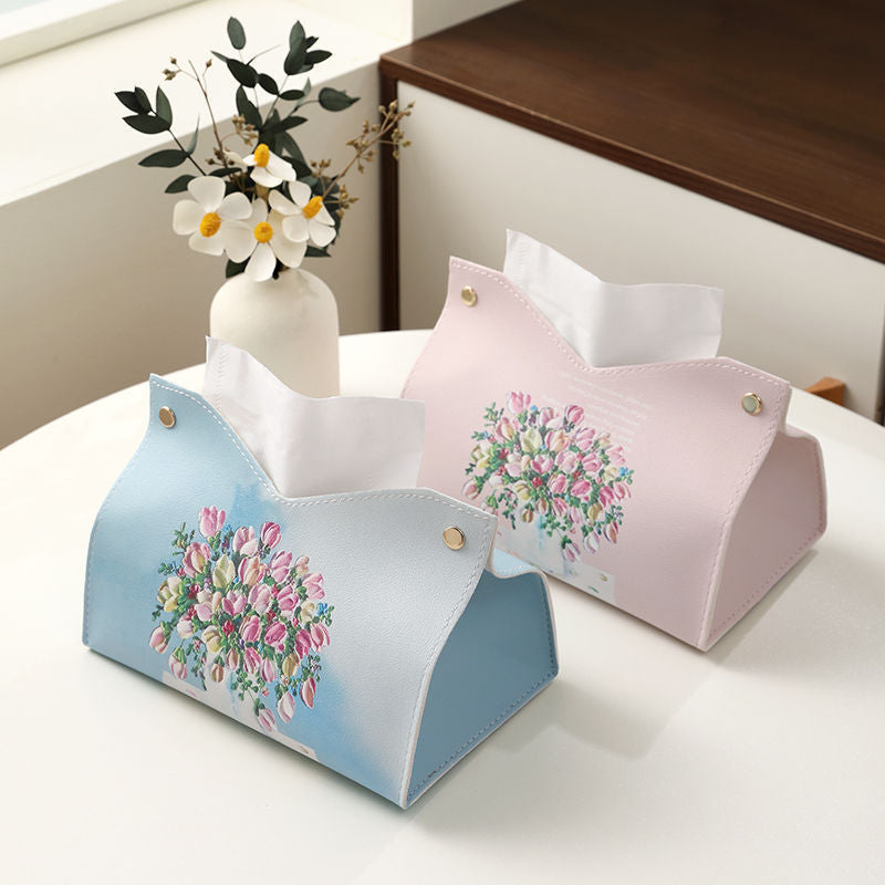 Decorative Floral Design Tissue Box Cover Bowlift