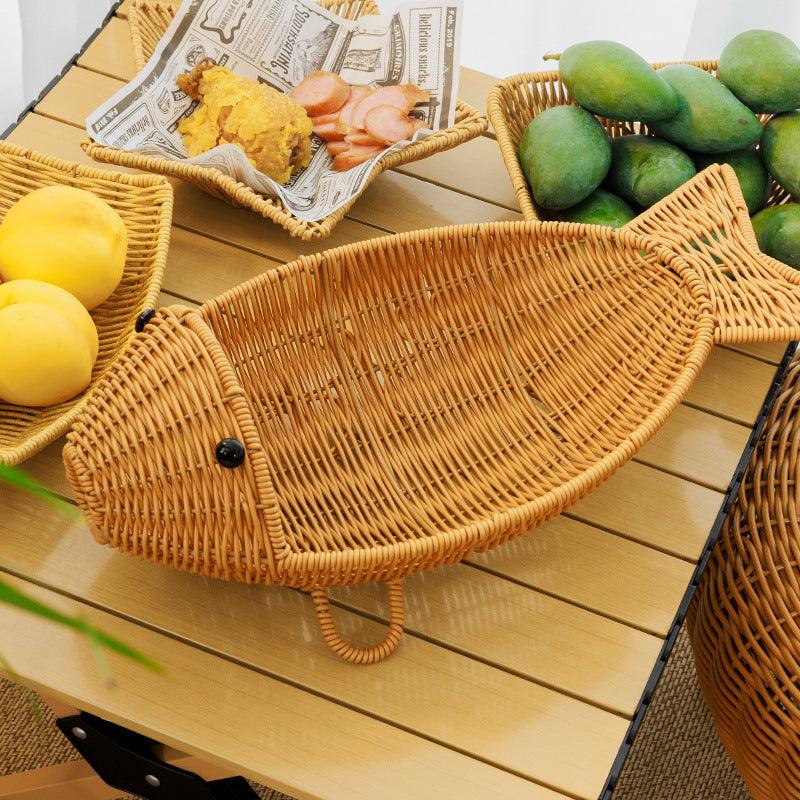 Fish-Shaped Woven Storage Basket Bowlift