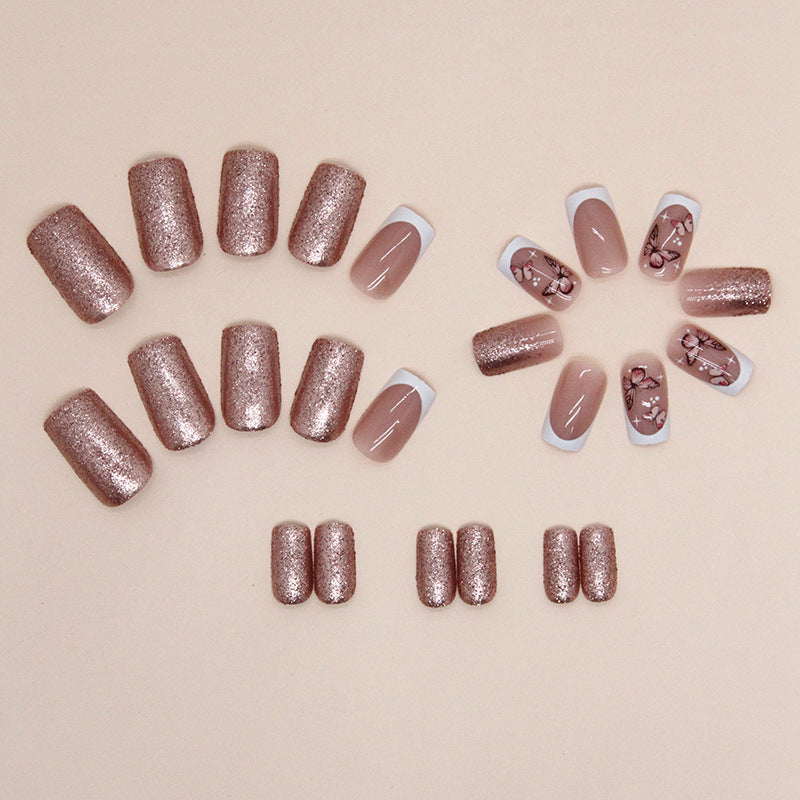 Decorative Butterfly and Glitter Nail Art Bowlift